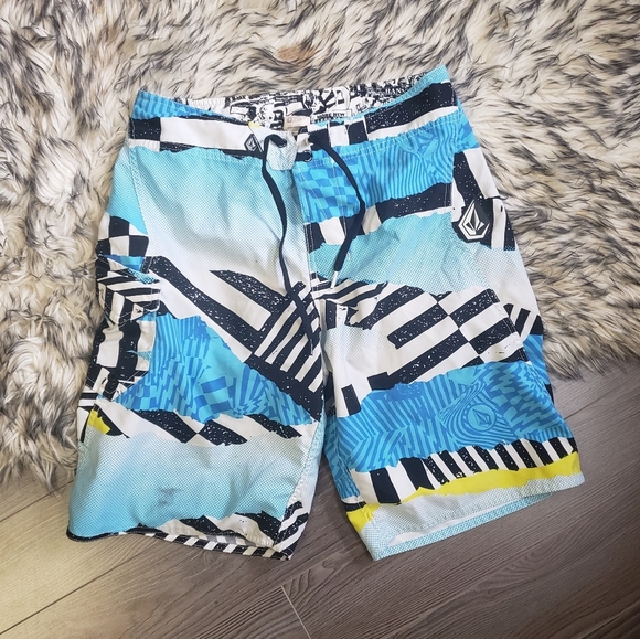 Volcom Mens Blue Board Shorts Swim Trunks Summer Pool Vacation Size 30 Small - Picture 1 of 7